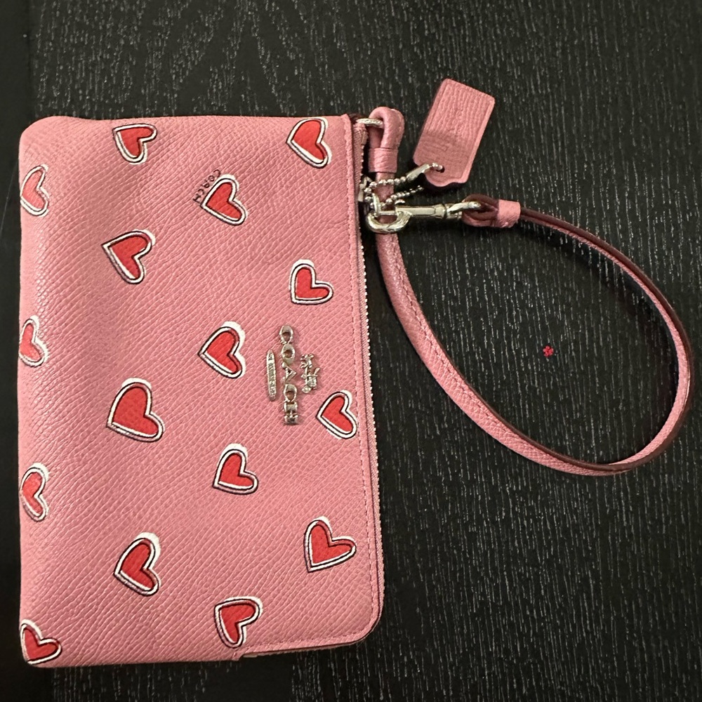 Coach Pink Heart Wristlet